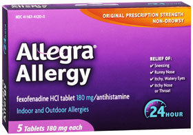 Allegra Adult 24 Hour Allergy Tablets - 5 Tablets