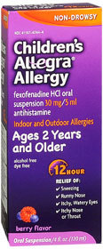 Children's Allegra 12-Hour Allergy Oral Suspension, Berry Flavor - 4 Ounces