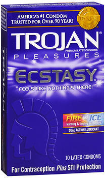 Trojan Pleasures Fire and Ice Premium Latex Condoms - 10 Each
