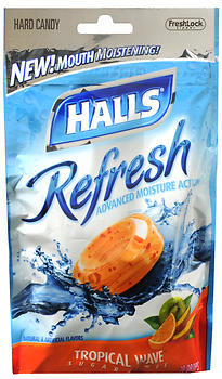 Halls Refresh Advanced Moisture Action Sugar-Free, Tropical Wave - 20 Each