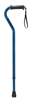 Drive Medical Height Adjustable Aluminum Offset Cane with Gel Grip, Blue Crackle - 1 Each