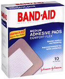 Band-Aid Adhesive Bandages, Medium Adhesive Pads  - 10ea