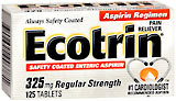 Ecotrin Safety Coated Enteric Aspirin, Regular Strength, 325 mg, Tablets  - 100ea