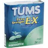 Tums Antacid with Calcium Supplement, Wintergreen, Chewable Tablets  - 24ea
