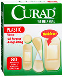 Curad Plastic Adhesive Bandages, Assorted Sizes  - 80ea
