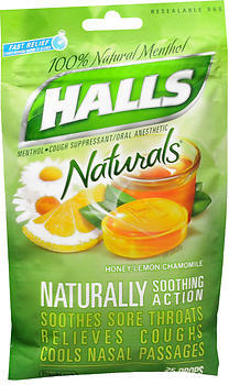 Halls Naturals Drops Honey-Lemon Chamomile - 25 EA