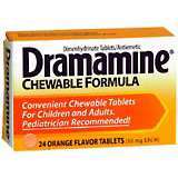 Dramamine Motion Sickness Relief for Children and Adults, 50 mg, Orange, Chewable Tablets  - 24ea