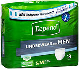 Depend Underwear For Men S/M 28 Inch - 40 Inch - 4 Pack x 18 EA