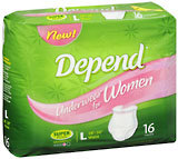 Depend Underwear For Women Large 38 Inch - 50 Inch - 4 Pack x 16 EA