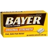 Bayer Genuine Aspirin, Original Strength, 325 mg, Coated Caplets  - 50ea