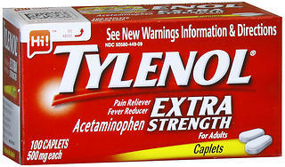 Tylenol Acetaminophen, Extra Strength, Caplets  - 100ea