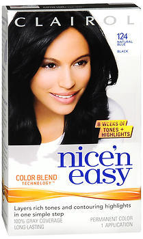 Nice 'n Easy Haircolor with Built-In Highlights, Level 3 Permanent, Natural Blue Black 124  - 1ea