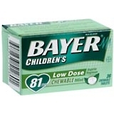Bayer Genuine Aspirin, Low Strength Aspirin Regimen, 81 mg, Mint, Chewable Tablets  - 36ea