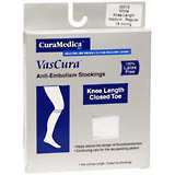 VasCura Anti-Embolism Stockings White Knee Length Medium Regular - 1 PR