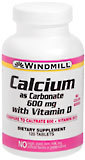 Windmill Calcium With Vitamin D 600 mg Tablets  -  120 Tablets
