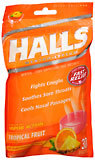 Halls Menthol Cough Suppressant/Oral Anesthetic Drops, Tropical Fruit  - 30ea