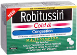 Robitussin Cold and Congestion Tablets  -  40 Caplets