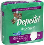 Depend Underwear Super Plus Absorbency Extra Large - 14 EA