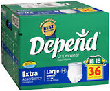 Depend Underwear Extra Absorbency Large Hips 44 to 54 Inches - 36 EA