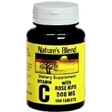 Nature's Blend Vitamin C 500 mg Tablets With Rose Hips - 100 TB