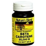 Nature's Blend Beta Carotene 25,000 IU Soft Gels - 100 CP
