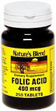 Nature's Blend Folic Acid 400 mcg Tablets - 250 TB