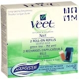 Veet Warm Wax Roll-On Refills Green Tea 2-Pack 2X2.45 Pack - 2 EA