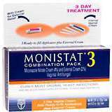 Monistat 3 Vaginal Antifungal, 3 Day Treatment, Combination Pack  - 1ea