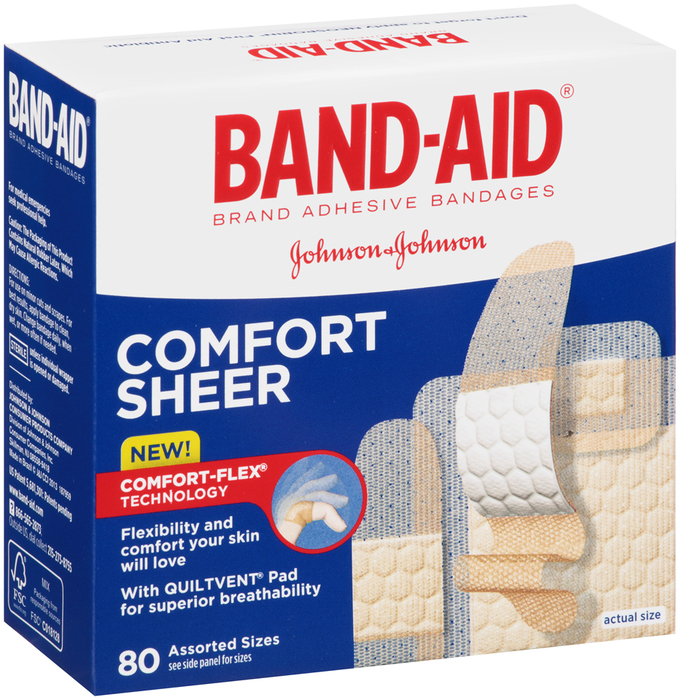 BAND-AID Tru-Stay Sheer Bandages - 80 Assorted Sizes - Medshopexpress