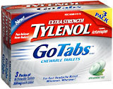 TYLENOL GoTabs Chewable Tablets 3-Pack  -  18 Tablets