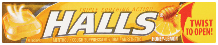 Halls Menthol/Cough Suppressant Drops, Honey-Lemon  - 9ea