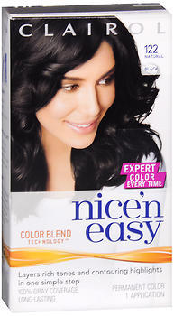Nice 'n Easy Haircolor with Built-In Highlights, Level 3 Permanent, Natural Black 122  - 1ea