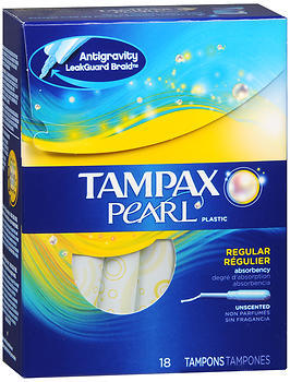 Tampax Pearl Tampons Regular Absorbency with LeakGuard, Unscented