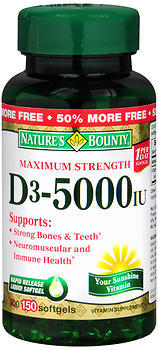 Natures Bounty D 5000 Iu Softgels Maximum Strength 100 Cap