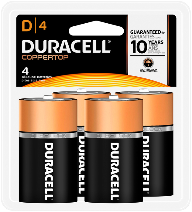 Duracell Coppertop Alkaline D Batteries 1 5 Volt 4 4 Ea