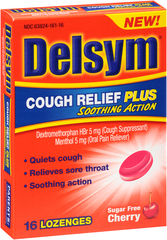 Delsym Cough Relief plus Soothing Action Lozenges Sugar Free Cherry - 16 EA