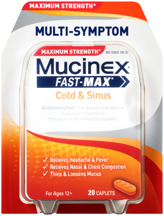 Mucinex Fast-Max Cold & Sinus Caplets - 20 CAP - Medshopexpress