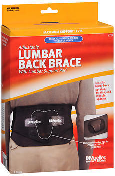 Mueller Sport Maximum Support Level Adjustable Lumbar Back Brace, 1 Ea 