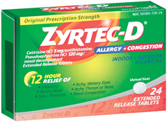 Zyrtec D 12 Hour Allergy + Congestion Extended Release Tablets - 24 TAB