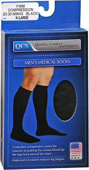 QCS Men's Medical Legwear Firm Black Extra Large - 1 EA