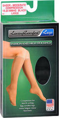 Loving Comfort Fashion Knee High Stockings Sheer Moderate Compression Black Medium - 1 EA