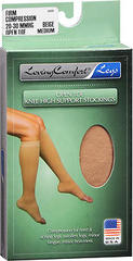 Loving Comfort Support Knee High Stockings Firm Compression Open Toe Beige Large - 1 EA