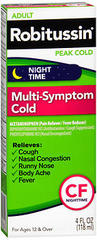 Robitussin Peak Cold Night Time Multi-Symptom Cold Liquid - 4 OZ