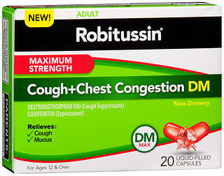 Robitussin Cough + Chest Congestion DM Liquid-Filled Capsules Maximum ...