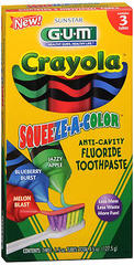 GUM Crayola Squeeze-a-Color Anti-Cavity Fluoride Toothpaste Assorted Flavors - 4.5 OZ