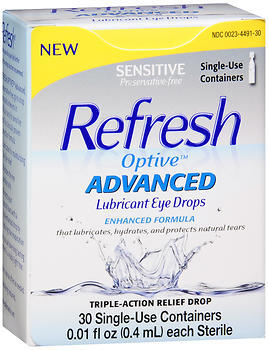 Refresh Optive Advanced Lubricant Eye Drops Single Use Containers