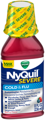 Vicks NyQuil Severe Cold & Flu Liquid Berry Flavor - 8 OZ