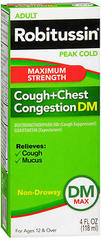 Robitussin Adult Cough + Chest Congestion DM Liquid Maximum Strength - 4 OZ