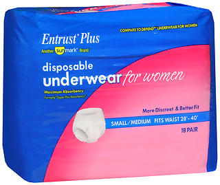 Entrust Plus Disposable Underwear for Women Maximum Absorbency Small/Medium - 18 EA