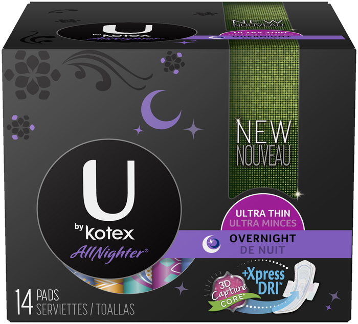 U by Kotex All Nighter Ultra Thin Pads Extra Heavy Overnight With